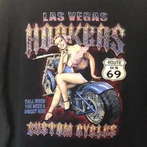 Las Vegas Hookers Custom Cycles Men's Black Tee. Good Condition. Size L.